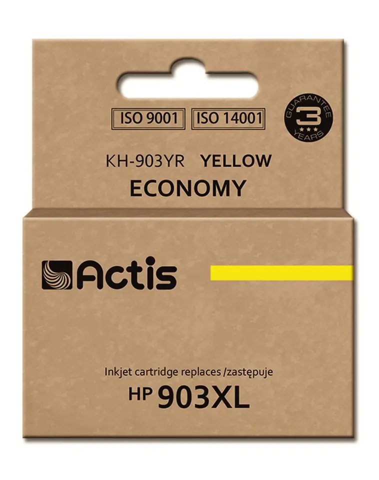 ⁨Actis KH-903YR ink (replacement for HP 903XL T6M11AE; Standard; 12 ml; yellow) - New Chip⁩ at Wasserman.eu