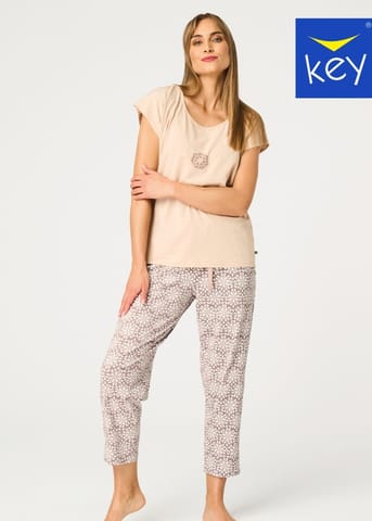 ⁨PIŻAMA KEY LNS-735 A26 (kolor beż, rozmiar S)⁩ w sklepie Wasserman.eu