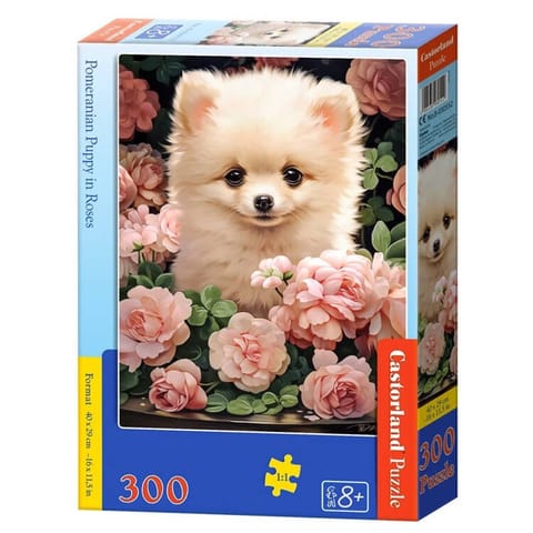 ⁨Puzzle 300-elementów Pomeranian Puppy in Roses⁩ w sklepie Wasserman.eu