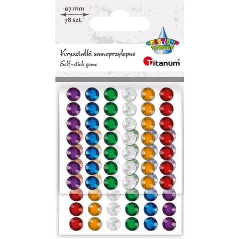 ⁨Kryształki samoprzylepne okrągłe 78szt. 7mm 627748 TITANUM⁩ w sklepie Wasserman.eu