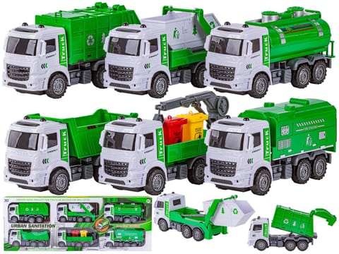 ⁨Zestaw 6 Pojazdów Ciężarowych Ciężarówka Tir Ciągnik Wywrotka Śmieciarka Beczkowóz⁩ w sklepie Wasserman.eu