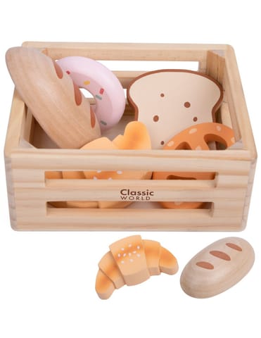 ⁨CLASSIC WORLD Zestaw Drewnianych Wypieków w Koszyku 6 el.⁩ w sklepie Wasserman.eu