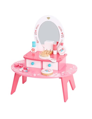 ⁨TOOKY TOY Różowa Toaletka Drewniana Do Makijażu z Lustrem⁩ w sklepie Wasserman.eu