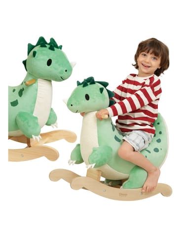 ⁨CLASSIC WORLD Miękki Pluszowo-Drewniany Bujak Dinozaur na Biegunach⁩ w sklepie Wasserman.eu