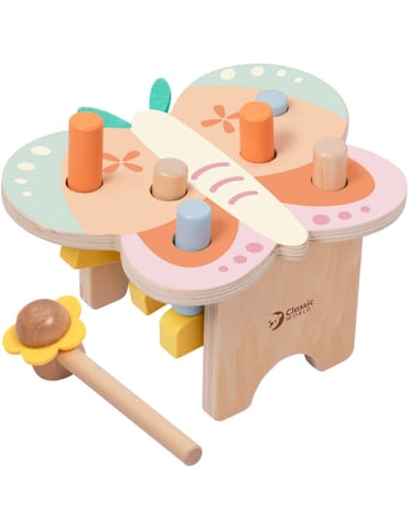 ⁨CLASSIC WORLD Wbijak Pastelowy Motylek Montessori z Młoteczkiem 8el.⁩ w sklepie Wasserman.eu