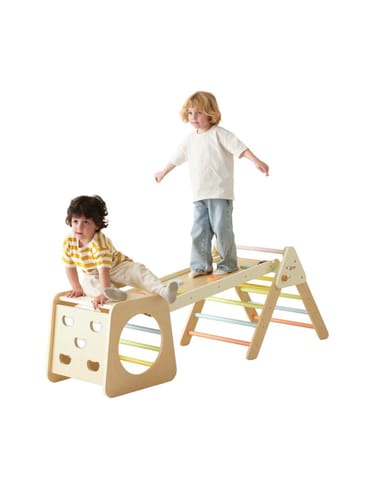 ⁨CLASSIC WORLD Drewniany Zestaw Wspinaczkowy Trójkąt Montessori 5w1 - Plac Zabaw Siłownia Indoor dla Dzieci⁩ w sklepie Wasserman.eu