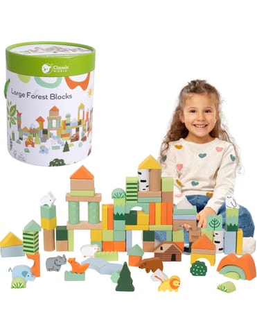 ⁨CLASSIC WORLD Zestaw Drewnianych Klocków Leśny Świat 100 el.⁩ w sklepie Wasserman.eu