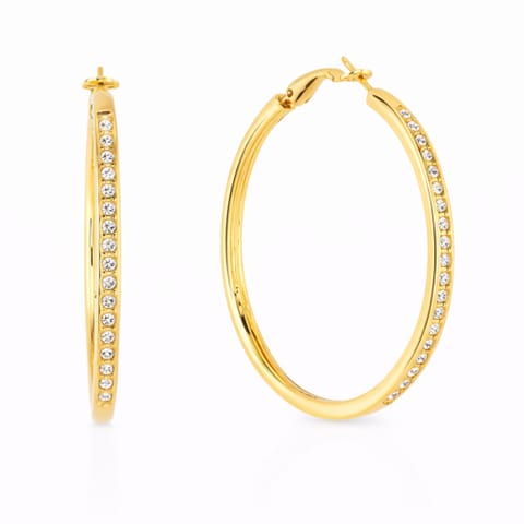 ⁨Circle earrings with numerous crystals (P12358AU)⁩ at Wasserman.eu