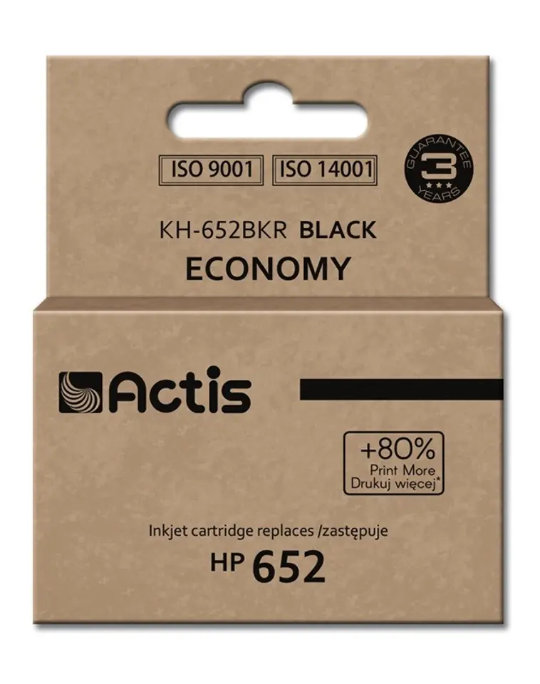 ⁨Actis KH-652BKR Tusz (zamiennik HP 652 F6V25AE; Standard; 15 ml; 650 stron, czarny)⁩ w sklepie Wasserman.eu