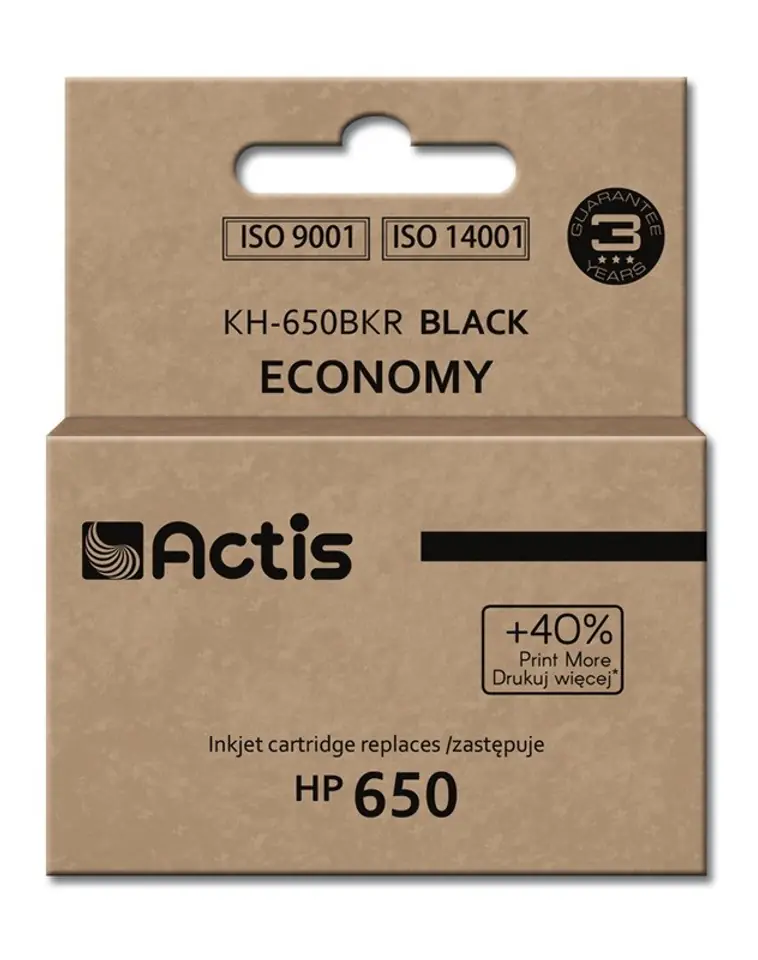⁨Actis KH-650BKR ink (replacement for HP 650 CZ101AE; Standard; 15 ml; black)⁩ at Wasserman.eu