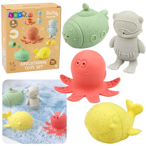 ⁨Zabawki Edukacyjne Do Kąpieli Sensoryczne Figurki Gumowe Pastelowe 4 szt.⁩ w sklepie Wasserman.eu