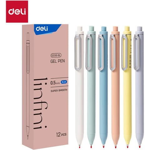 ⁨Długopis żelowy Super Smooth niebieski Linfini mix kolorów obudowy EG338-BL DELI⁩ w sklepie Wasserman.eu