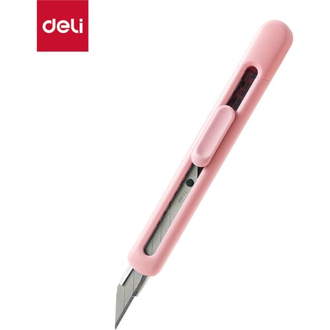 ⁨Nożyk biurowy LonGreen ostrze łamane 9mm różowy EM411-P DELI⁩ w sklepie Wasserman.eu