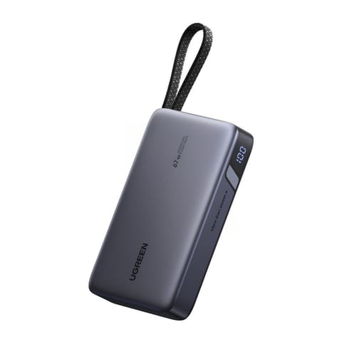 ⁨Powerbank 20000mAh Ugreen PB550 USB + USB-C, 67W, wbudowany kabel (szary)⁩ w sklepie Wasserman.eu