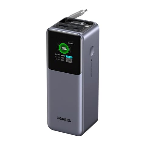 ⁨Powerbank 20000mAh Ugreen PB726 USB + USB-C, 165W, wbudowany kabel (szary)⁩ w sklepie Wasserman.eu