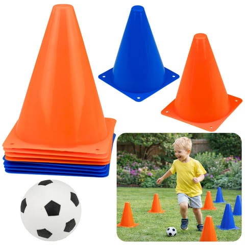 ⁨Zestaw Pachołki Treningowe z Piłką Niebieskie Pomarańczowe 8 szt.⁩ w sklepie Wasserman.eu