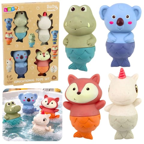 ⁨Zestaw Zabawki Do Kąpieli Zwierzątka Syrenki Gumowe 4 szt.⁩ w sklepie Wasserman.eu