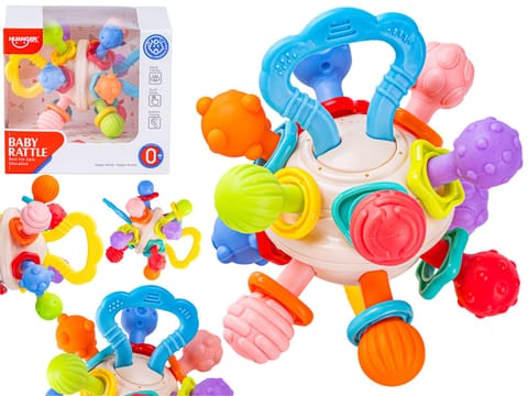⁨Kolorowa Zabawka Sensoryczna Gryzak Grzechotka Kula Gryzaki Wypustki⁩ w sklepie Wasserman.eu