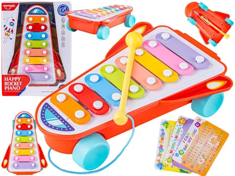 ⁨Tęczowe Cymbałki Ksylofon Rakieta Kosmiczna Zabawka Muzyczna Dla Dzieci⁩ w sklepie Wasserman.eu