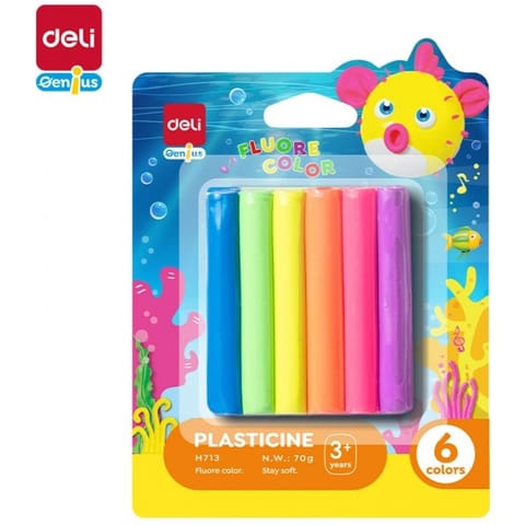 ⁨Plastelina 6 kolorów fluorescencyjne EH713 DELI⁩ w sklepie Wasserman.eu