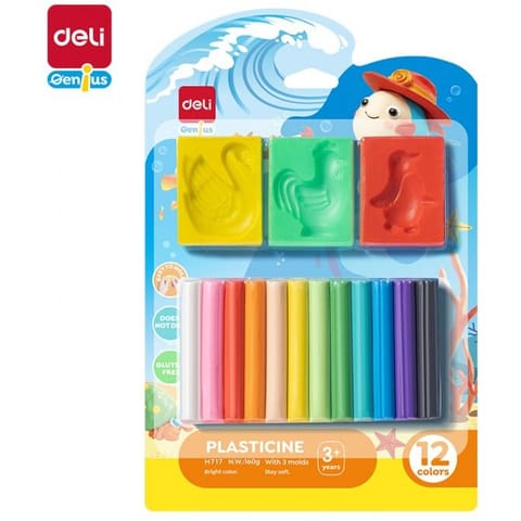 ⁨Plastelina 12 kolorów - zestaw z foremkami EH717 DELI⁩ w sklepie Wasserman.eu