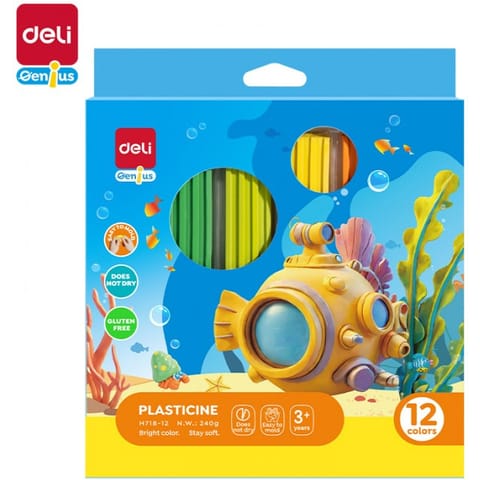 ⁨Plastelina 12 kolorów prostokątna EH718-12 DELI⁩ w sklepie Wasserman.eu