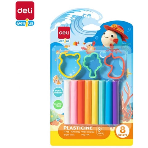 ⁨Plastelina 8 kolorów - zestaw z foremkami EH715 DELI⁩ w sklepie Wasserman.eu