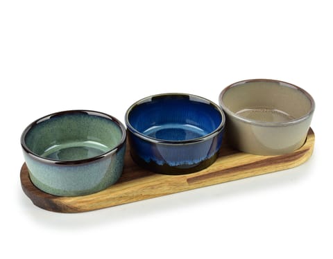 ⁨MODERN KITCHEN Deska z 3 miskami 8,5x8,5x4cm(28x9,5x1,2cm) 110ml⁩ w sklepie Wasserman.eu