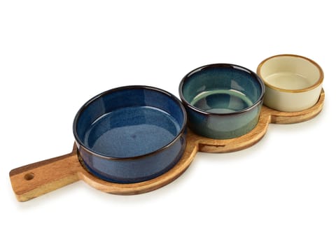 ⁨MODERN KITCHEN Deska z 3 miskami 11x3,5 8,5x47x3,3cm(35x12x1,2cm) 160ml/120ml/80ml⁩ w sklepie Wasserman.eu