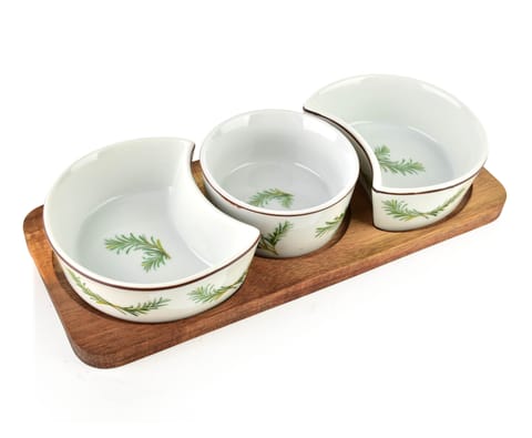 ⁨MODERN KITCHEN Deska z 3 miskami 8,5x42x/11x9,5x3,5cm(26,5x11x1,2cm) 2x150ml+1x120ml rozmaryn⁩ w sklepie Wasserman.eu