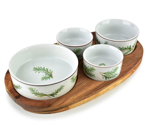 ⁨MODERN KITCHEN Deska z 4 miskami 11x3,58,5x4 2x/7x3,3cm (28x16x1,2cm) rozmaryn 160ml/120ml/2x80ml⁩ w sklepie Wasserman.eu