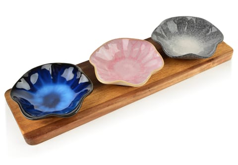 ⁨MODERN KITCHEN Deska z 3 miskami 11x10x3cm (32,5x10x1,2cm) poj.80ml⁩ w sklepie Wasserman.eu