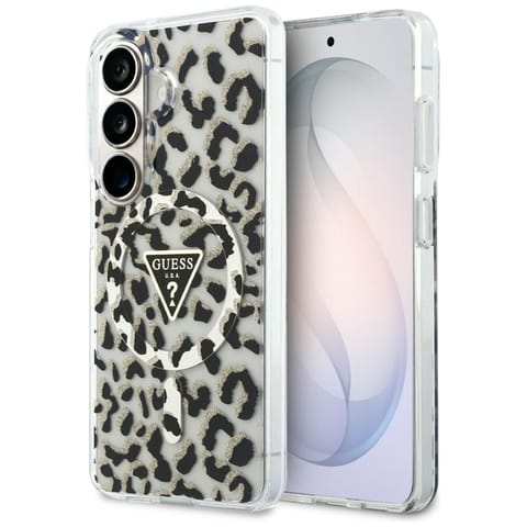 ⁨Guess IML Leopard Print Triangle MagSafe - Etui Samsung Galaxy S26 (czarny)⁩ w sklepie Wasserman.eu