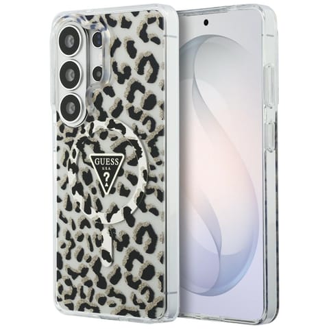 ⁨Guess IML Leopard Print Triangle MagSafe - Etui Samsung Galaxy S26 Ultra (czarny)⁩ w sklepie Wasserman.eu