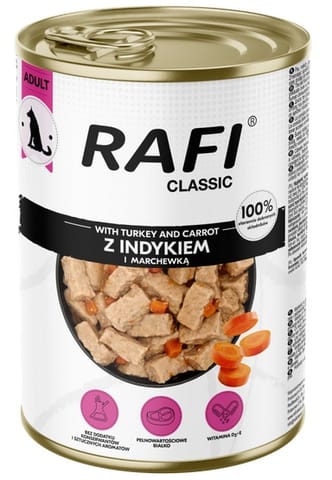 ⁨Rafi Pies Classic Indyk i marchewka w sosie 1240g⁩ w sklepie Wasserman.eu