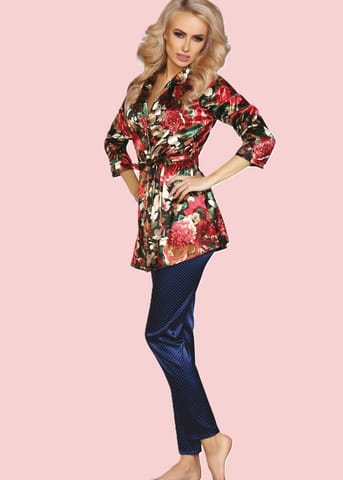 Bathrobe + pants Frida Secret Garden Collection red-navy (size L/XL) at Wasserman.eu