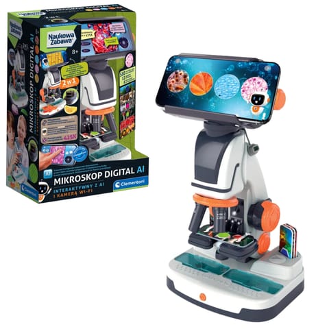 ⁨Naukowa Zabawa Mikroskop Digital Interaktywny z AI i Kamerą Wi-Fi Język Polski Clementoni 50406⁩ w sklepie Wasserman.eu