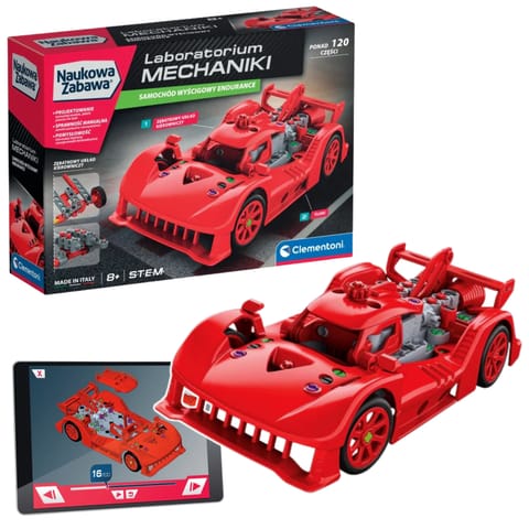 ⁨Naukowa Zabawa Klocki Laboratorium Mechaniki Samochód Wyścigowy Endurance Czerwony Język Polski Clementoni 50248⁩ w sklepie Wasserman.eu