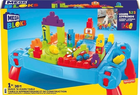 Table with blocks, blue at Wasserman.eu