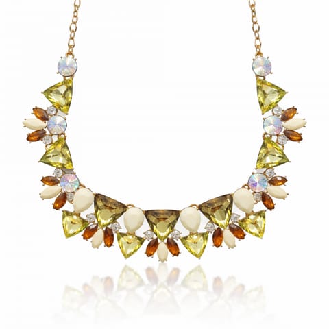 ⁨Efektowny naszyjnik KOLIA kryształy, zielony, brąz, beż N1094⁩ w sklepie Wasserman.eu