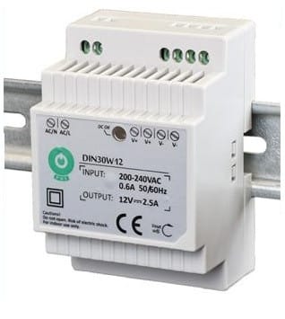 ⁨DIN ''EURA'' POWER SUPPLY DIN30W12 12V 2.5 A DC⁩ at Wasserman.eu