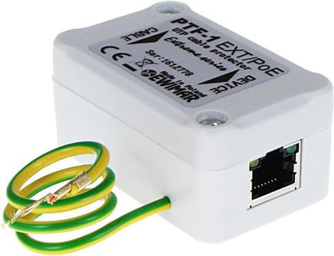 ⁨Zabezpieczenie przeciwprzepięciowe 1-kanałowe do kamer IP serii EXTREME EWIMAR PTF-51-EXT/PoE⁩ w sklepie Wasserman.eu