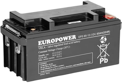 ⁨Akumulator AGM EUROPOWER serii EPS 12V 65Ah (Żywotność 8-12 lat)⁩ w sklepie Wasserman.eu