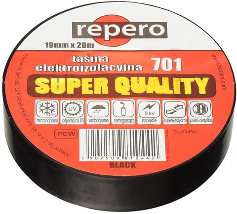 ⁨TAŚMA IZOLACYJNA REPERO 701 SZARA 19MMX20M⁩ w sklepie Wasserman.eu
