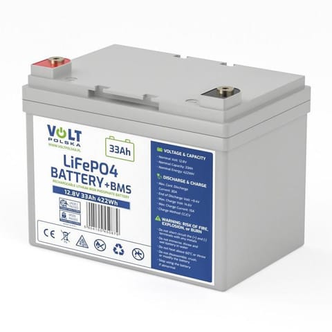 ⁨VOLT POLSKA LITHIUM IRON PHOSPHATE LiFePO4 BATTERY 12V 33Ah 30A⁩ at Wasserman.eu