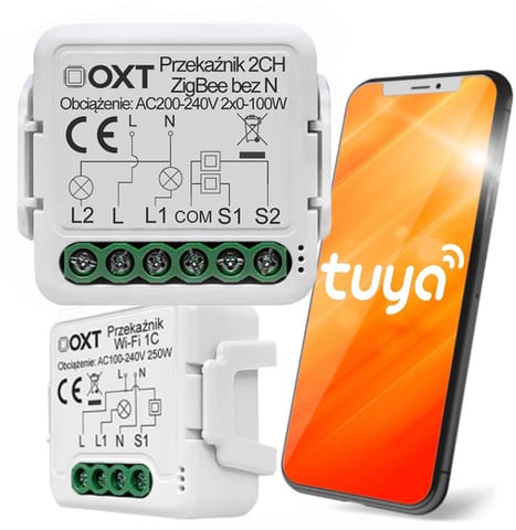 ⁨Moduł OXT mini przekaźnik 2 obw. bez N ZigBee TUYA T272⁩ w sklepie Wasserman.eu