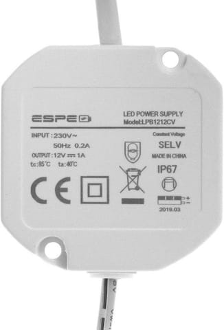 ⁨ZASILACZ DOPUSZKOWY ESPE LPB1212CV DC PLUG 5.5/2.1S 12V 1.25A⁩ w sklepie Wasserman.eu