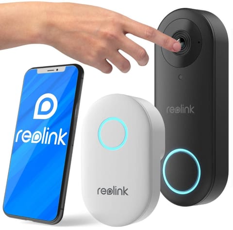 ⁨Reolink D340W - 5MP Video Doorbell with Chime, 2.4/5 GHz Wi-Fi, Person Detection, Two-Way Audio, Works with NVRs, white⁩ at Wasserman.eu