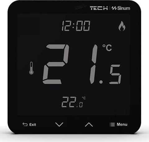 ⁨Przewodowy regulator pokojowy sinum czarny R-S3 Tech Sterowniki⁩ w sklepie Wasserman.eu