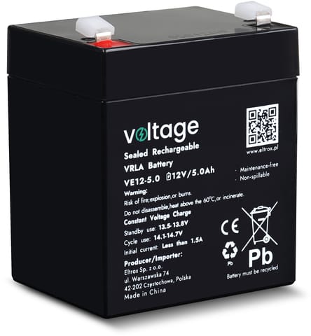 ⁨Akumulator AGM Voltage 12V 5Ah VE12-5.0 (Żywotność 6-9 lat)⁩ w sklepie Wasserman.eu